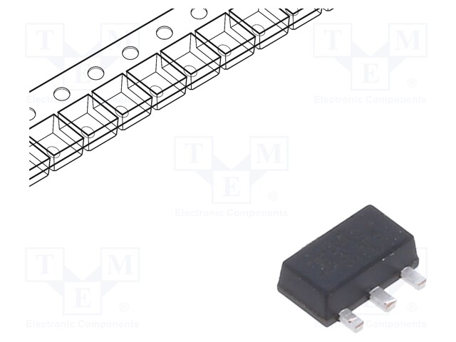 IC: voltage regulator; LDO,linear,fixed; 15V; 0.1A; SOT89; SMD