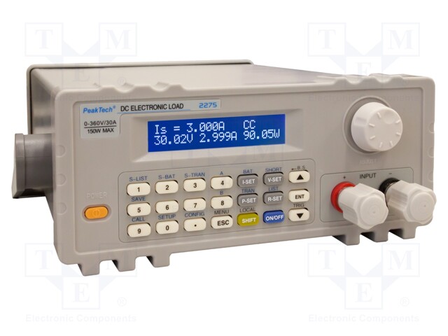 Programmable electronic load DC; 0÷360V; 30A; 150W; Display: LCD