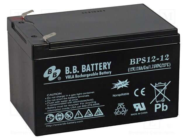 Re-battery: acid-lead; 12V; 12Ah; AGM; maintenance-free; 3.94kg