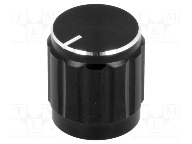 Knob; with pointer; aluminium,thermoplastic; Shaft d: 6mm; black