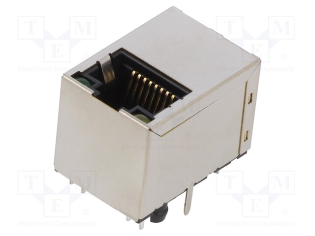 Socket; RJ45; PIN: 8; shielded,with LED; Layout: 8p8c; THT; straight