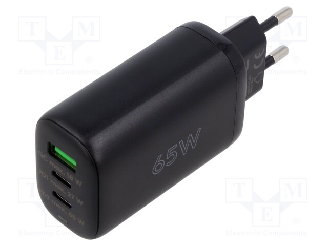 Power supply: switched-mode; plug; 65W; Plug: EU; Usup: 110÷240VAC