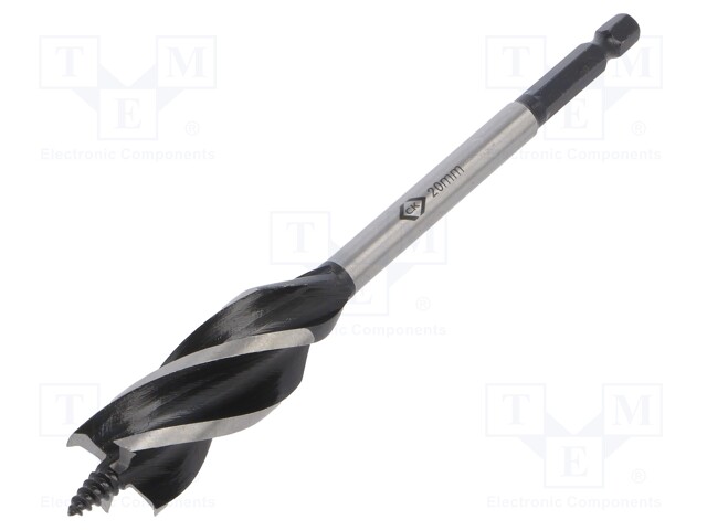Drill bit; wood; Ø: 20mm; Overall len: 160mm; Mounting: hexagonal