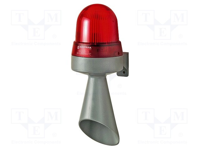 Signaller: lighting-sound; 230VAC; horn,continuous light; red