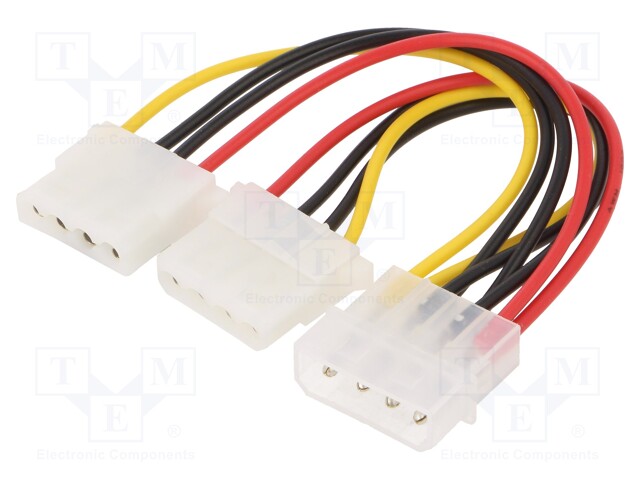 Cable: mains; Molex male,Molex female x2; 0.15m