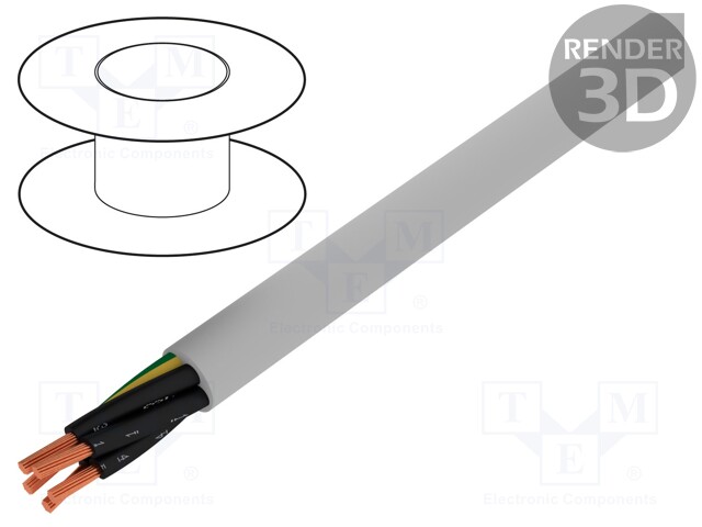 Wire; stranded; Cu; JZ-500-PUR; 5G2,5mm2; unshielded; grey; PUR