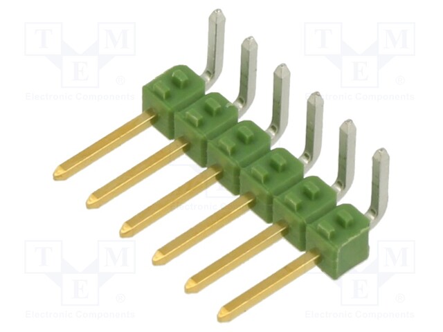 Pin header; pin strips; AMPMODU MOD II; male; PIN: 6; angled 90°