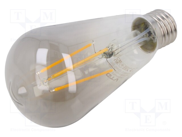 LED lamp; grey; E27; 230VAC; 600lm; 6W; 360°; 2700K