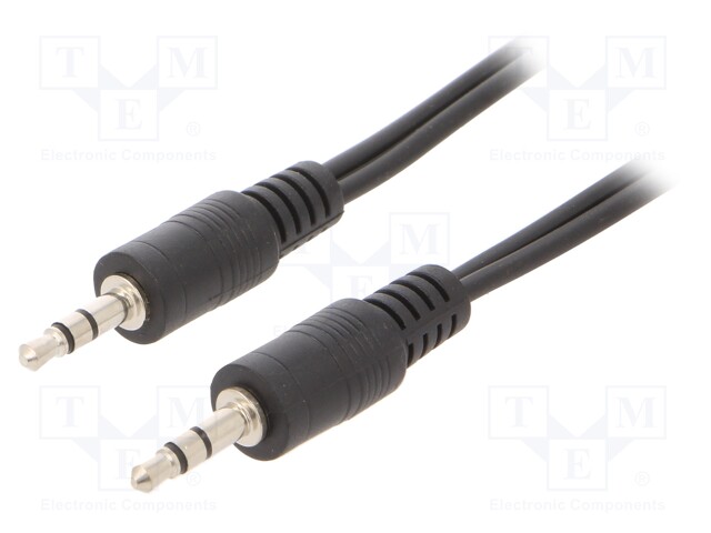 Cable; Jack 3.5mm 3pin plug,both sides; 10m; black; Øcable: 2.6mm