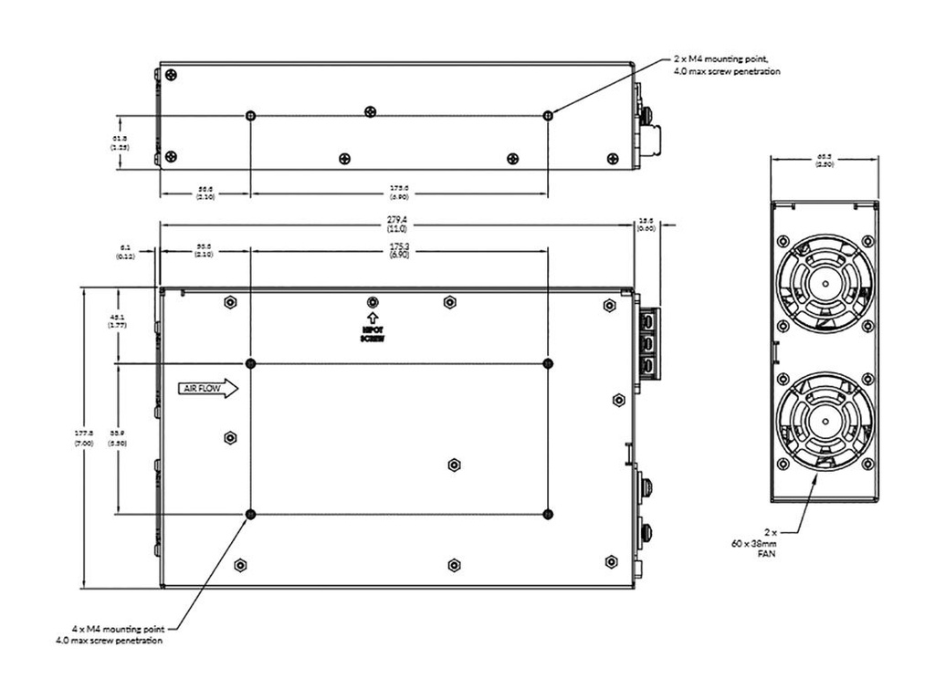 Power supply: switched-mode; for building in; 3000W; 36VDC; 83.3A
