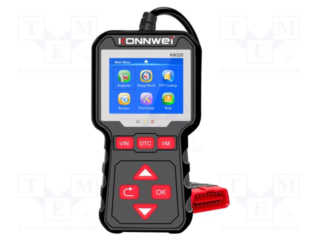 LCD; user's manual,USB cable; OBD; Meter: OBD diagnostic; 8÷18VDC