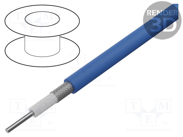 Wire: coaxial; Semi Flex 141; solid; Cu; FEP; blue; 4.1mm
