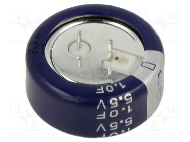 Supercapacitor; THT; 1F; 5.5VDC; -20÷80%; Body dim: Ø21.5x8.85mm