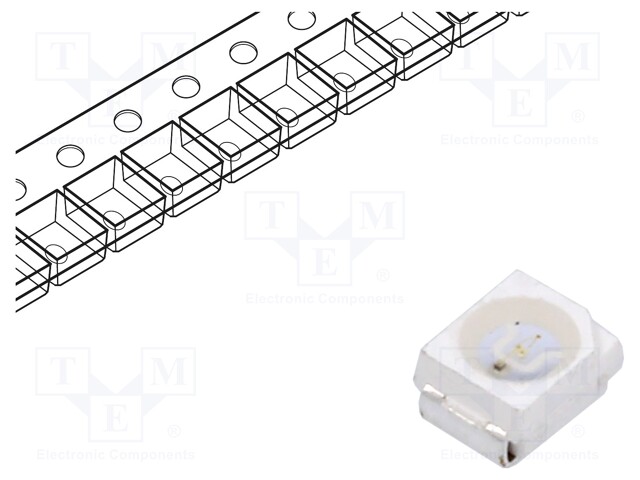 LED; SMD; 3528,PLCC2; green; 750÷1120mcd; 3.5x2.8x1.7mm; 120°; 12V
