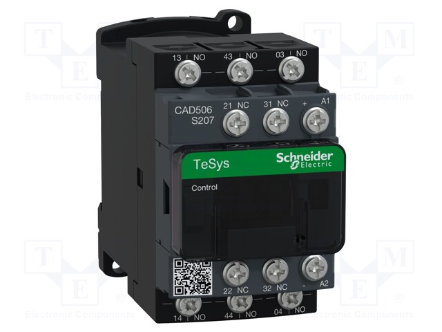 Contactor: 5-pole; NO x5; 110VDC; 10A; TeSys Deca S207; 690V