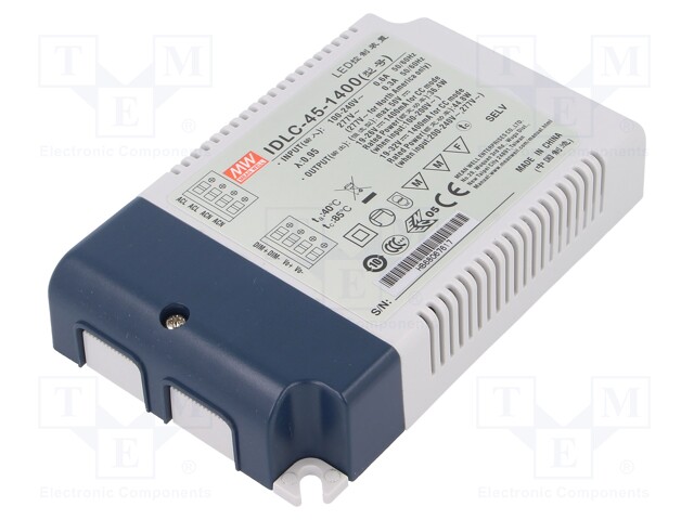 Power supply: switched-mode; LED; 44.8W; 19÷32VDC; 1400mA; IP20
