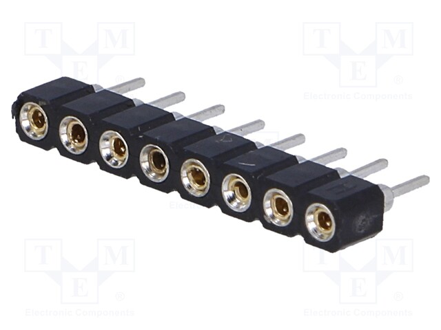 Socket; pin strips; female; PIN: 8; turned contacts; straight; THT