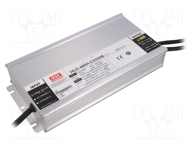 Power supply: switched-mode; LED; 480W; 68÷137VDC; 3500mA; IP67