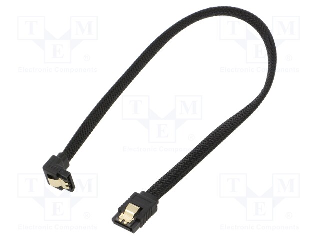 Cable: SATA; SATA plug,SATA plug angled; 0.3m; SATA III; black