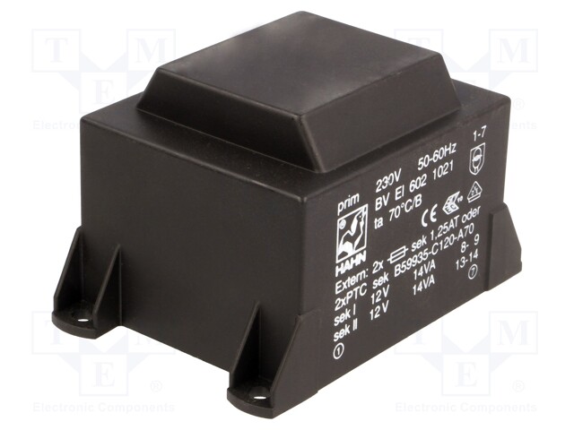 Transformer: encapsulated; 28VA; 230VAC; 12V; 12V; 1167mA; 1167mA