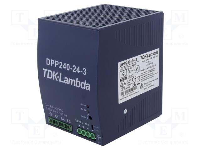 Power supply: switched-mode; for DIN rail; 240W; 24VDC; 10A; 90%