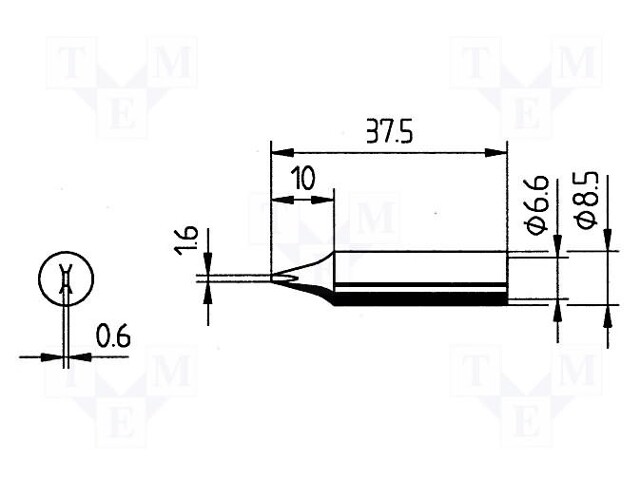 Tip; narrow spade; 1.6mm