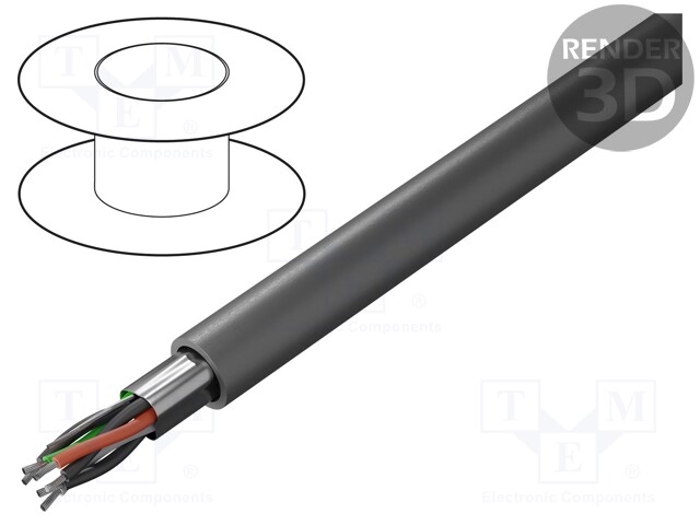 Wire; EcoCable Mini; 3x2x20AWG; Al-PET foil; MPPE; dark grey; 300V
