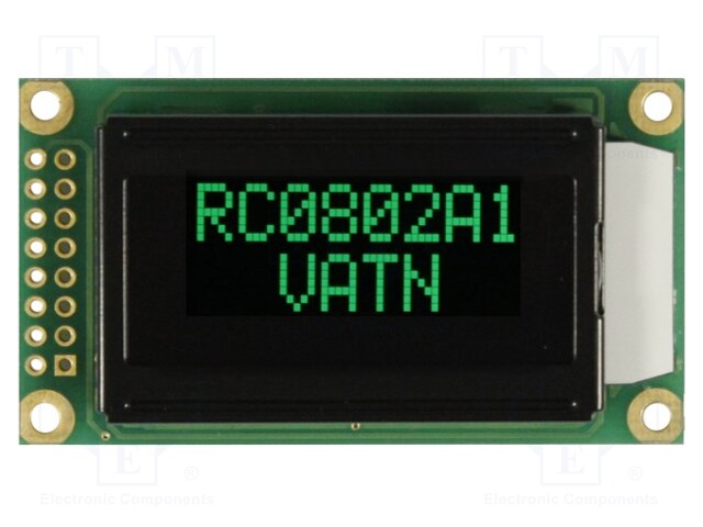 Display: LCD; alphanumeric; VA Negative; 8x2; 58x32x13.2mm; LED