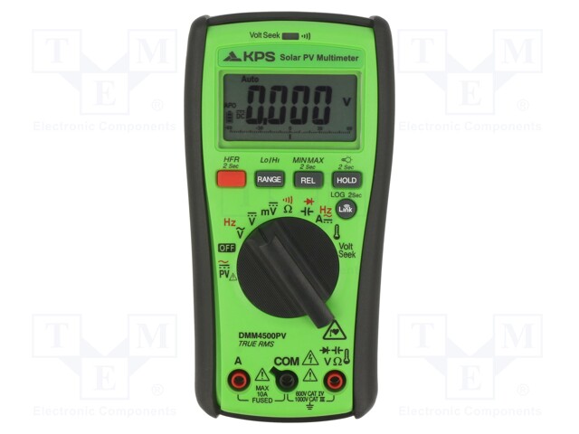 Meter: digital multimeter; LCD; (6000); I AC: 6A,10A; I DC: 6A,10A
