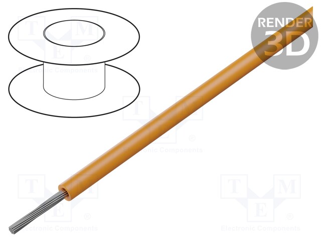 Wire; stranded; Cu; 24AWG; orange; teflon; CPR: no classification
