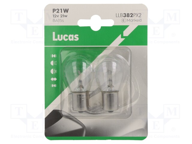 Filament lamp: automotive; BA15S; transparent; 12V; 21W; LLB