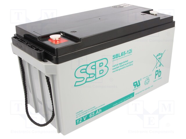 Re-battery: acid-lead; 12V; 65Ah; AGM; maintenance-free