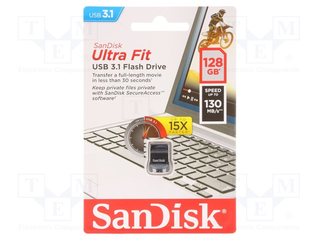 Pendrive; USB 3.0; 128GB; 130MB/s; ULTRA FIT