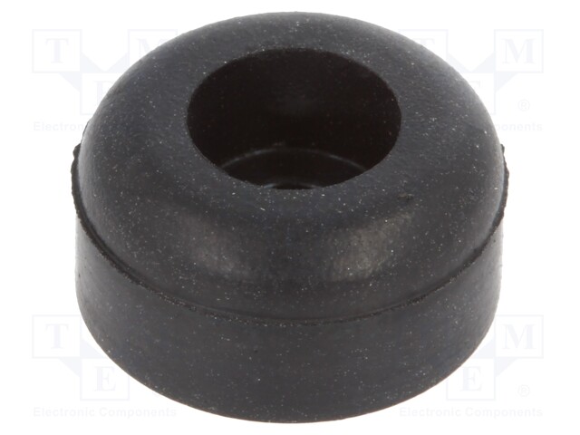 Screw fastened foot; H: 6.4mm; black; Dim: Ø12.7mm; Cutout: Ø3.2mm