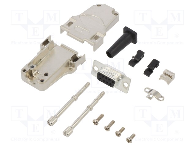 D-Sub; PIN: 9; female; shielded,with strain relief; straight