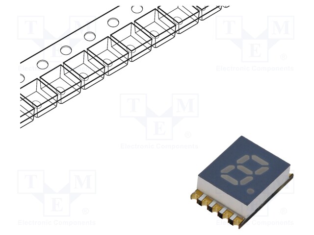 Display: LED; 7-segment; 5.08mm; 0.2"; No.char: 1; red; 14÷30mcd