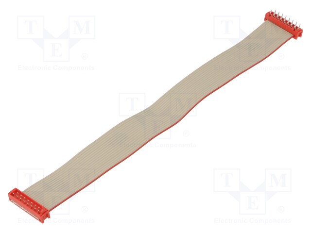 Cable: ribbon cable with connectors; PIN: 16; THT; on PCBs; plug