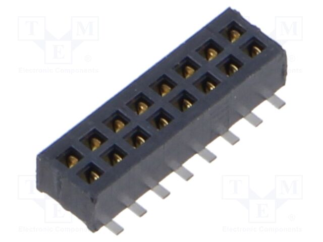 Connector: pin strips; female; PIN: 16; 1.27mm; gold flash; SMT