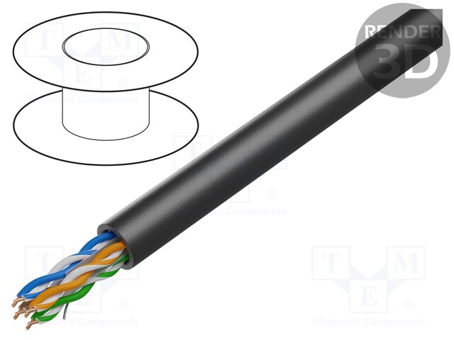 Wire; U/UTP; industrial Ethernet,outdoor; 5e; solid; Cu; 4x2x24AWG