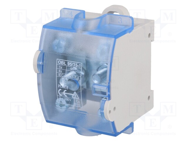Splice terminal: rail; ways: 1; terminals: 5; grey; screw terminal