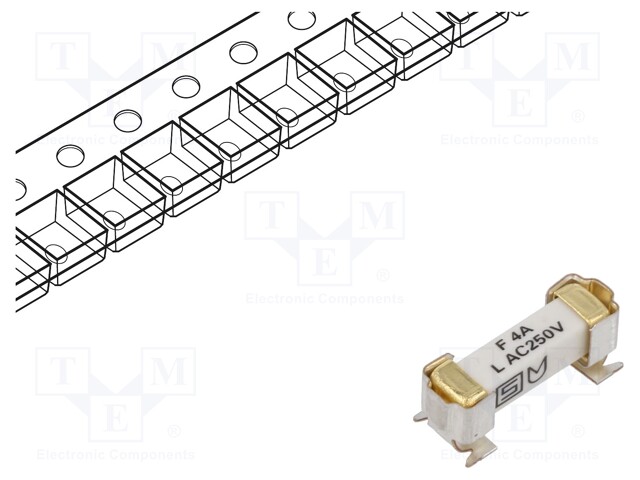 Fuse: fuse; time-lag; 4A; 250VAC; 125VDC; SMD; ceramic; 4.2x11.1mm