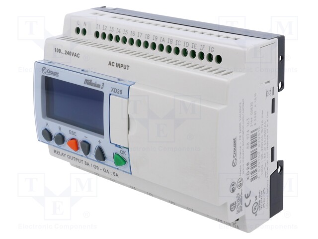 Programmable relay; IN: 16; Anal.in: 0; OUT: 10; OUT 1: relay; DIN