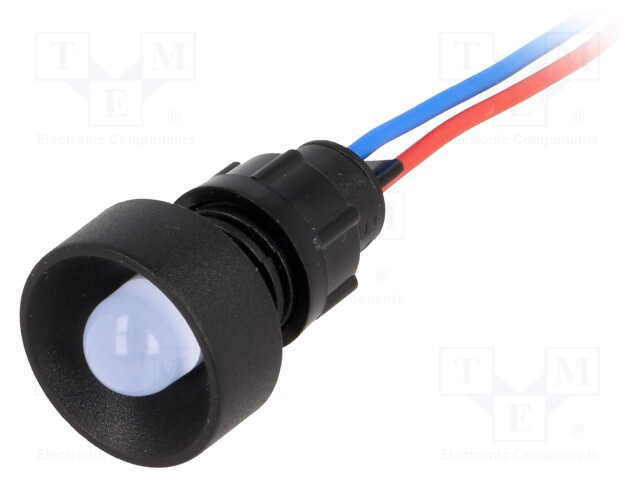 Indicator: LED; recessed; 12VDC; 12VAC; Cutout: Ø13mm; IP40; plastic