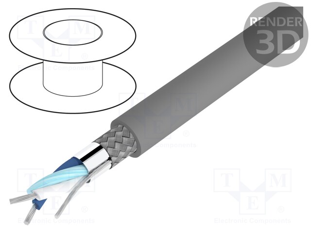Wire; Alpha Essential C&C; 2x3x24AWG; PVC; dark grey; 300V; 30.5m
