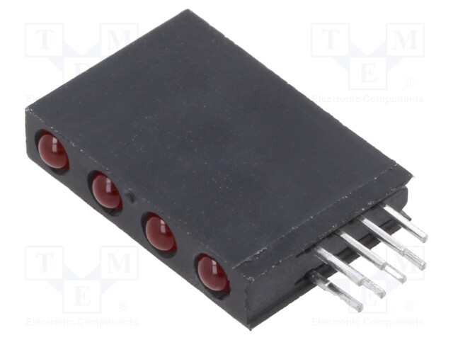 LED; red; 3mm; No.of diodes: 4; 20mA; Lens: diffused; 40°; 2.1÷2.8V