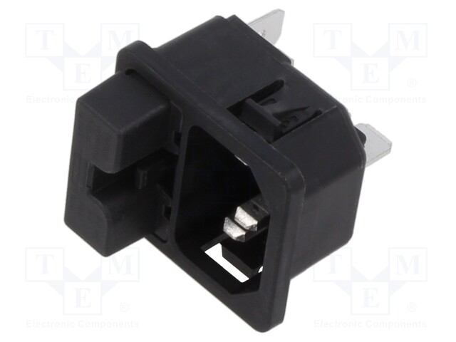 IEC C14 INLET, 10A, 250VAC, QC, PANEL
