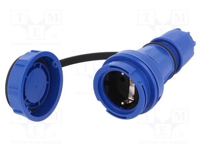 Connector: AC supply; socket; Layout: 2P+PE; blue; 250VAC; 16A