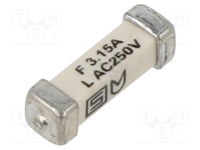 Fuse: fuse; quick blow; 3.15A; 250VAC; 125VDC; SMD; ceramic; copper