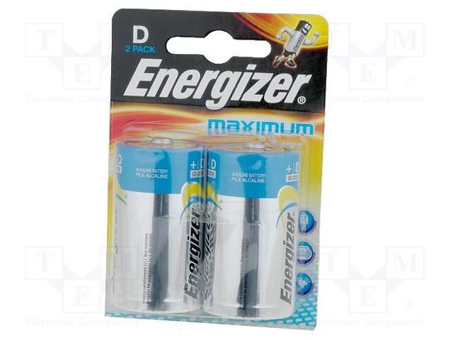 Battery: alkaline; 1.5V; D; Maximum/Max Plus; Batt.no: 2