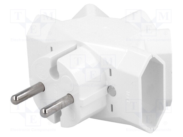 Connector: AC supply; splitter; Layout: 2P; Type: flat; white; 6A